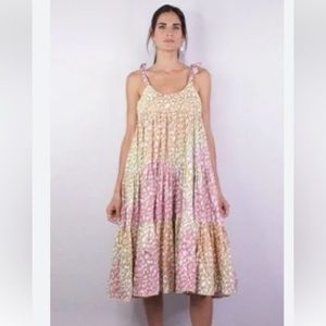 JULIET DUNN London Tie Dyed  Bohemian Tier Midi Dress US Size 4